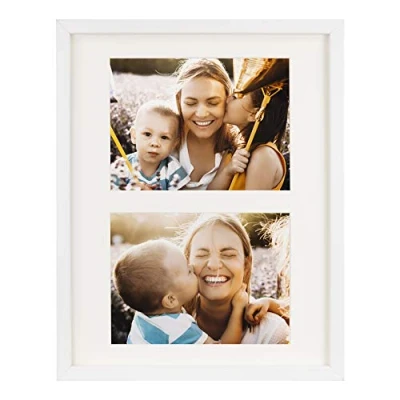 Image of BD ART 11 x 14 Inch 2 Aperture Collage Photo Frame with mount for pictures 6 8 Inch, WHITE