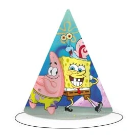 Image of BeenSmile, SPONGEBOB Hats, Cardboard Children&#039;s Birthday Decoration, Party 6 Pcs.