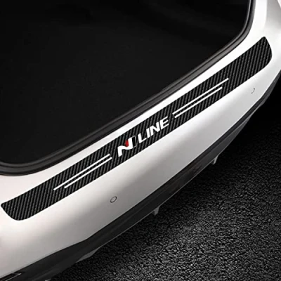 Image of JYMLOV 90cm Car Carbon Fiber Rear Bumper Protector for Hyun dai N Line, Trunk Sill Plate Cover Protective Sticker Styling Accessories Anti Scratch,Black