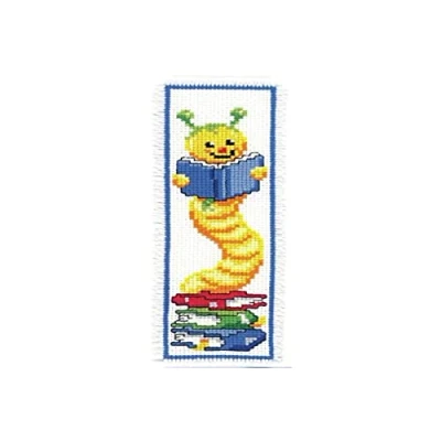 Image of Vervaco Bookmark Bookworm Counted Cross Stitch Kit, Multi Colour