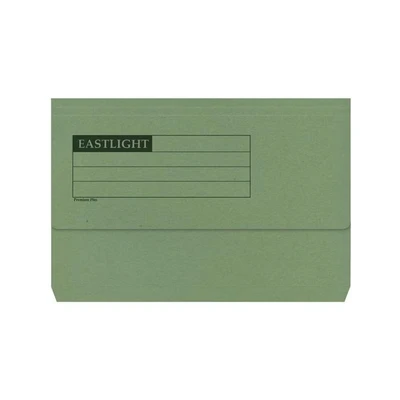 Image of Document Wallet, Heavyweight, Half Flap, Foolscap, Green, Pack of 50