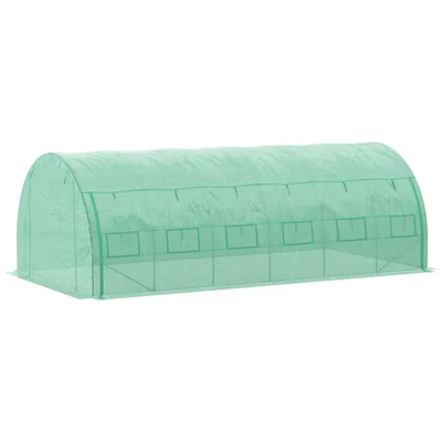 Image of Outsunny 6 x 3 2 m Polytunnel Greenhouse Pollytunnel Tent Steel Frame Green