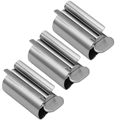 Image of Toothpaste Squeezer,3 Pcs Rotate Dispenser Stainless Steel Tube Wringer seat Holder Stand Metal Rolling Squeezer for Bathroom