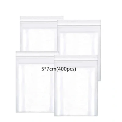 Image of Zip Lock bags Resealable Plastic 5X7cm Grip Seal Small Suitable for Kitchen Assortment Biscuits Nuts Jewelry Packaging Sealed Storage Pouches Mini 100μm 400pcs