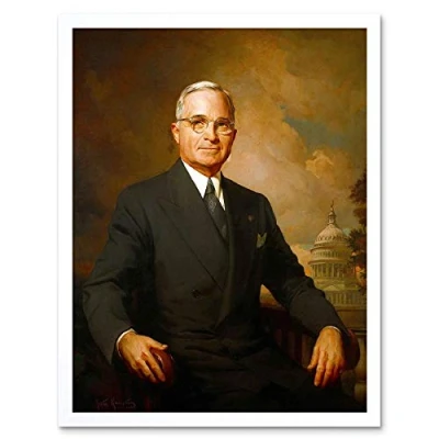 Image of Wee Blue Coo Painting Portrait Kempton President Harry Truman Art Print Framed Poster Wall Decor 12X16 Inch