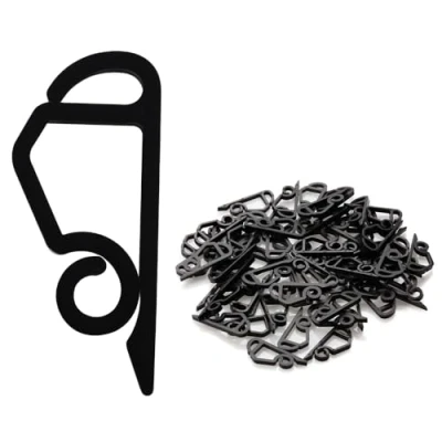 Image of ANGIX 50 x Gutter Hooks, Christmas Lights Clips Heavy Duty Plastic Hanging Hooks/Clips for Outdoor Xmas String Decoration (Black)