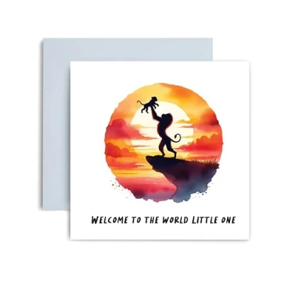 Image of Huxters New Baby Card for Parents Hello Little One Gender Neutral Cute Congratulations Girl or Boy Mummy Daddy 14.8cm