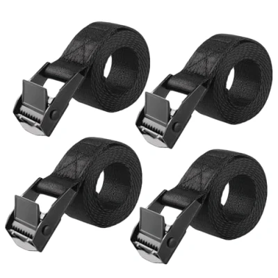 Image of SHUBEIEUMI Tie Down Straps, 4 Pack Straps with Buckles, 2cm x 100cm Adjustable Cargo Ratchet for Motorcycle, Cargo, Trucks, Trailer, Luggage (Black)