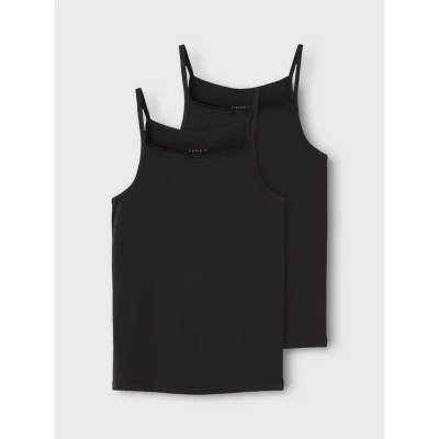 Image of Name it Nkfstrap 2 PACK Undershirt for kids, Size: 7 8y, Black