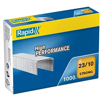 Image of Rapid 23/10mm Strong Staples, For Stapling 40 70 Sheets, Use with Heavy Duty Staplers, Galvanised Wire, Box of 1000, 24869900