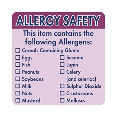 Image of Vogue GJ058 Allergen Food Label (Pack of 500)