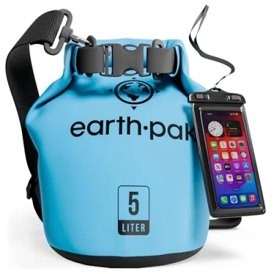 Image of Earth Pak Waterproof Dry Bag Roll Top Compression Sack Keeps Gear for Kayaking, Beach, Rafting, Boating, Hiking, Camping and Fishing with Phone Case