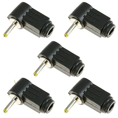 Image of 0.7mm x 2.5mm Male Plug Right Angle L Jack DC Power Tip Connector (Pack of 5)