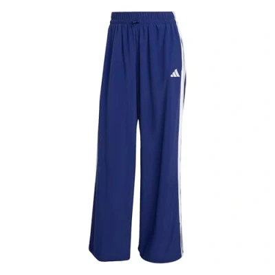 Image of adidas Women&#039;s Essentials 3 Stripes Lifestyle Woven Parachute Pants, Dark Blue/White, XL