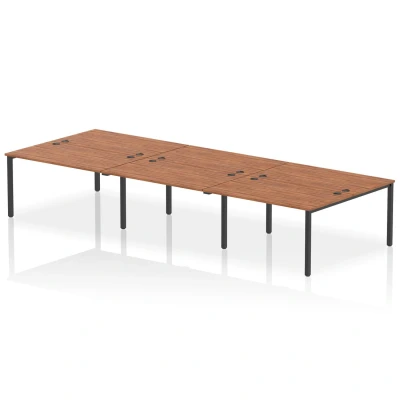 Image of Impulse Bench B2B 6 Person 1400 Black Frame Office Desk Walnut
