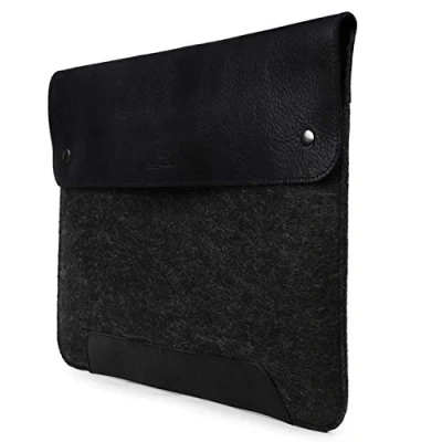 Image of MegaGear Genuine Leather and Fleece MacBook Bag Laptop Sleeve for Pro Air Case 14 Inch 13 (M2,M2 Pro,M2 Max,M1) 13.3 iPad 12.9 2020,2021,2022 2023 Models