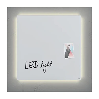 Image of SIGEL GL451 Premium Glass Magnetic Board, Glossy Surface, 48 X Cm, With Led Lighting, Easy Mounting, Super White Artverum