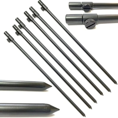 Image of 6 x 50 90cm Black Carp Coarse Aluminium BankSticks Bank Sticks Fishing Lidsters