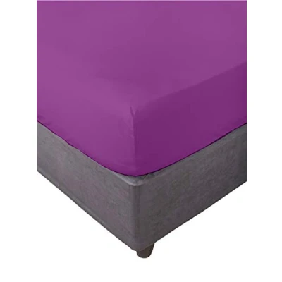 Image of Miracle Home. Fitted Sheet, Elastic, Soft, Comfortable, Anti Pilling. Cotton 50% Polyester. Aubergine. 180 x 200 cm