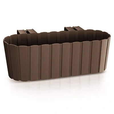 Image of Prosperplast Boardee Hook Flower Box Balcony Pot Planter 4.9 L 383 x 212 130 mm (Brown)