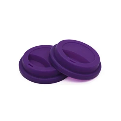 Image of NanTun Silicone Drinking Lid Spill Proof Cup Lids Reusable Coffee Mug Covers 2 Pcs Purple