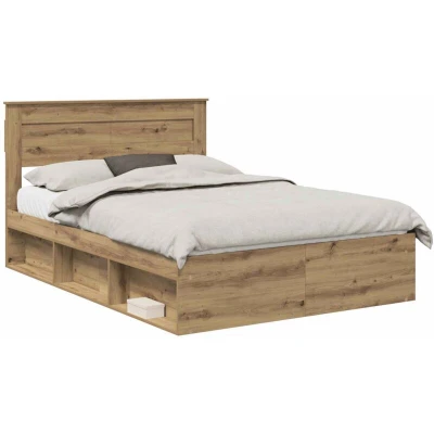 Image of vidaXL Bed Frame Artisian Oak 140 x 190 cm Solid Pine Wood