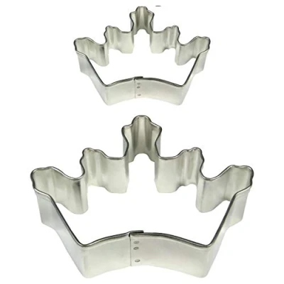 Image of PME Crown Cookie and Cake Cutters, Small Large Sizes, Set of 2, Silver, 9x2x6 cm