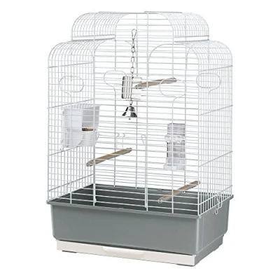 Image of Ferplast Bird Cage Aviary Gala Large for Birds, Parakeets, Parrotlets, Cockatiels, Parrots, Metal, Accessories Included Rotating Feeder Perches, 50 x 30 h 75.5 cm