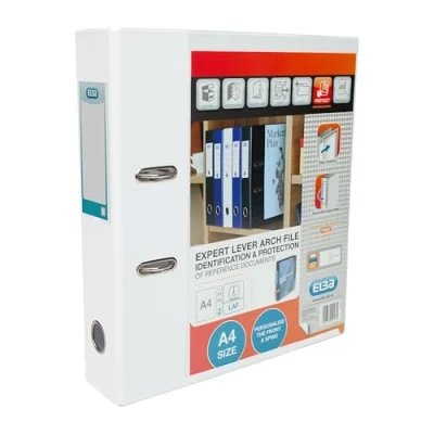 Image of Elba A4 Lever Arch File, 70mm spine, Presentation Folder with Customisable Cover, Portrait, White (Single)