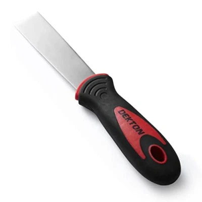 Image of Dekton 1&quot; Professional Scraper Heavy Duty Stainless Sturdy Steel Blade Ergonomic Rubber Grip Handle for Comfort Ideal Scraping Wallpaper, Filling Cracks and Repairing Holes Durable