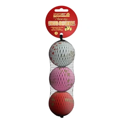 Image of SPORTSPET High Bounce Natural Rubber Dog Balls (I Love My... Bounce) (3 Pack) (60mm)