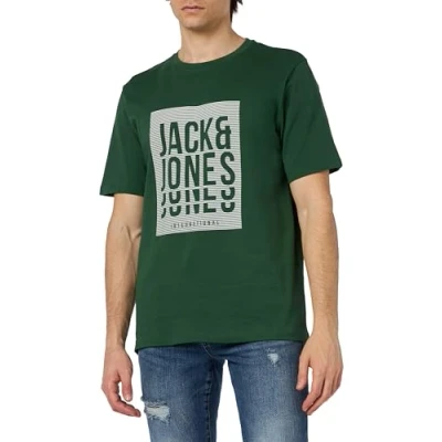 Image of JACK &amp; JONES Men&#039;s Jjflint Tee SS Crew Neck T Shirt, dunkelgr&amp;uumln, S
