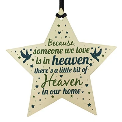 Image of RED OCEAN In Memory Plaque Mum Dad Nan Grandad Memorial Christmas Tree Wood Star Bauble Ornament Gift