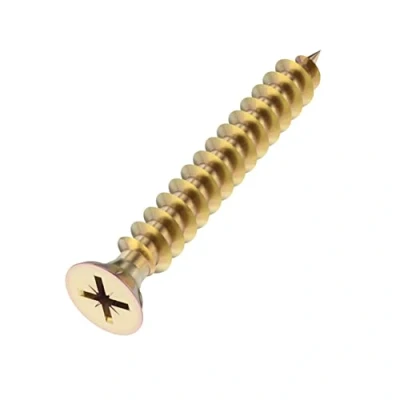 Image of Pozi Wood Screw Countersunk Brass 4.0x25mm Pack of 100