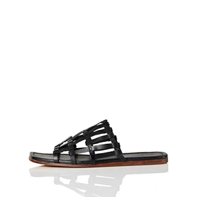 Image of FIND Lattice Leather, Women’s Open Toe Sandals, Black, 5 UK (38 EU)