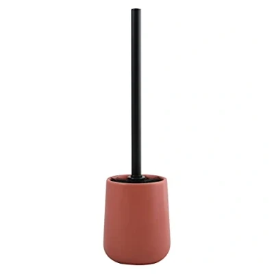 Image of MSV Maonie Toilet Brush Set Ceramic Matt Red, Terracotta Mat, 9x39cm