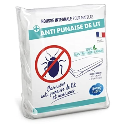 Image of SWEET NIGHT Sweetnight Full Cover 100 x 200 cm Bed Bug and Anti Dust Mite Fully Protects Your Mattress Zip Closure No Chemical Treatment Ep. Up to 25 cm, Cotton, White, 100x200