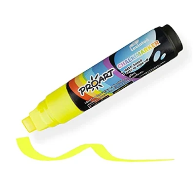 Image of LEVIATAN Washable Blackboard Marker Dry and Wet Wipe Chalk Pen 10 mm Wipeable Marking for Restaurants, Pubs, Offices 15 g Yellow