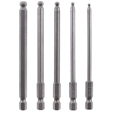 Image of Gasea 5pcs 100mm/ 4 Inch Length Magnetic Ball End Hexagon Head Screwdriver Drill Bits Set