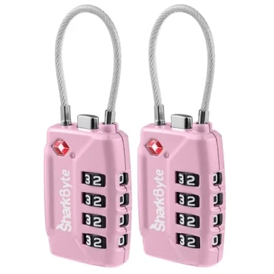 Image of SharkByte TSA Approved Luggage Locks 4 Digit Combo (10K Combinations) Secure Suitcase, Gym Bags &amp; More (2 Pack) Orange