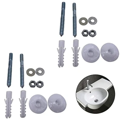 Image of 2 Sets Bathrooms Fitting Kit Screw Bolts Wall Mounted Basin Fixing Kits Screws Plug Washers for Mount Sink