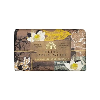 Image of The English Soap Company Anniversary Wrapped Bar, Sandalwood Shea Butter Moisturising Bar for Face and Body, Indian Scent 190g