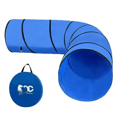 Image of GeerDuo Dog Agility Tunnel, Equipment, Training with Carry Bag (Blue)