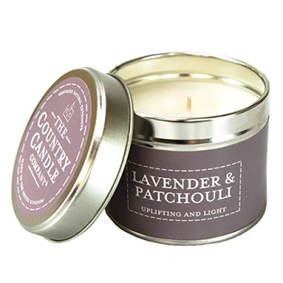 Image of The Country Candle Company Pastels Tin Lavender and Patchouli Scented, Up to 35 Hours Burn Time