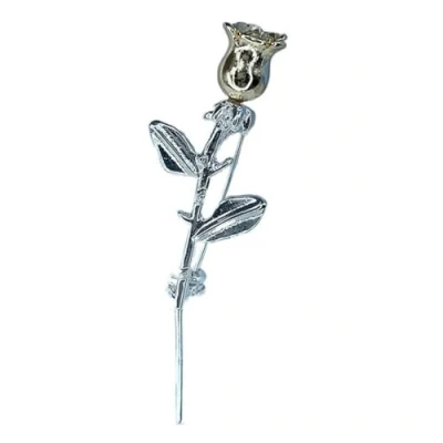 Image of Rose Flower Brooch Enamel Leaf Breastpin Alloy Corsage Pin Decorative Floral Lapel Retro Scarves Shawl Clip Classic for Party Dance Wedding Clothing Elegant Accessories Women Men