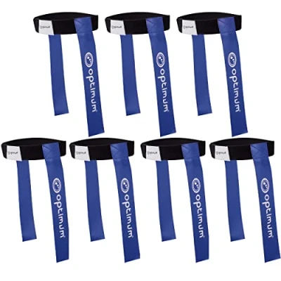 Image of Optimum TBFB Touch Rugby Tackle Tag Belt Flags Adjustable Velcro, Training Aid For Beginner Pack of 7 Blue