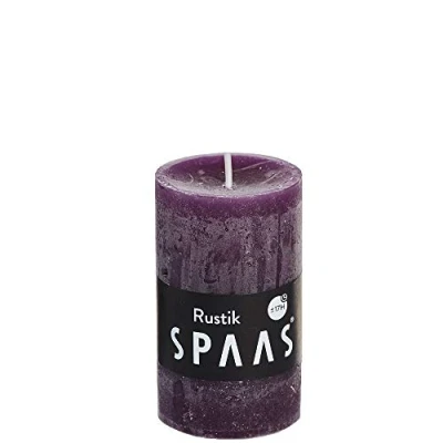 Image of Spaas 12 Rustic Unscented Pillar Candles 48/80 mm, 17 Hours, Aubergine