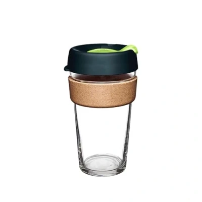 Image of KeepCup Reusable Coffee Cup Brew Tempered Glass and Natural Cork, L 16oz/454ml Deep