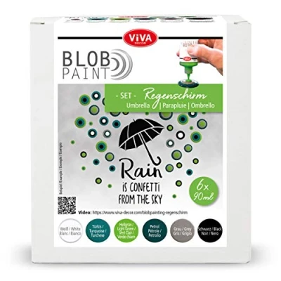 Image of Viva Decor® blob paint set (Umbrella) ready to use painting colors craft acrylic dot supplies dotting for canvas or mandala Made In Germany