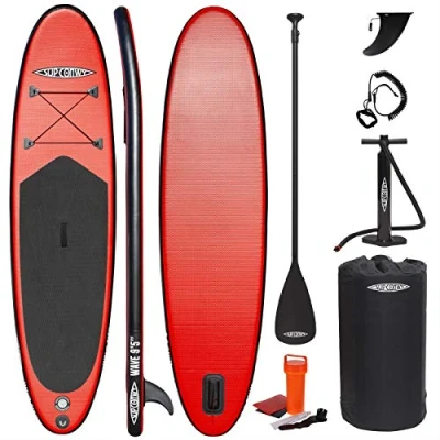 Image of SUP Conwy Wave 9&#039; 6&quot; Kids Inflatable Stand Up Paddle Board Complete Kit with Accessories Package Paddleboard, Paddle, Pump, Bag, Ankle Leash and More Red